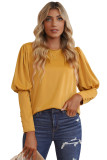 Yellow Satin Cuffed Sleeve Long Sleeve Top