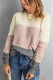 Dark Grey Color Block Netted Texture Pullover Sweater