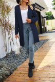 Cable Knit Front Open Long Hooded Cardigan