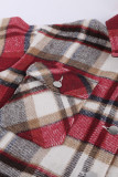 Geometric Plaid Print Pocketed Shirt
