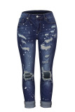 Wash Distressed Straight Leg Denim Pants Wholesale Boutique