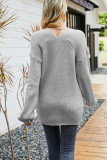 Plain V Neck Knitting Pullover Sweater