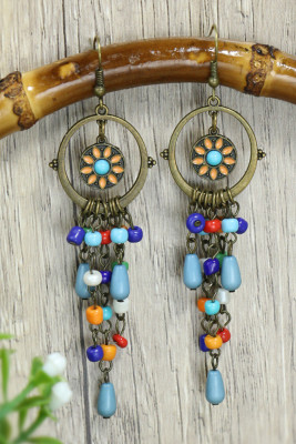 Alloy and Stones Boho Earrings MOQ 5pcs