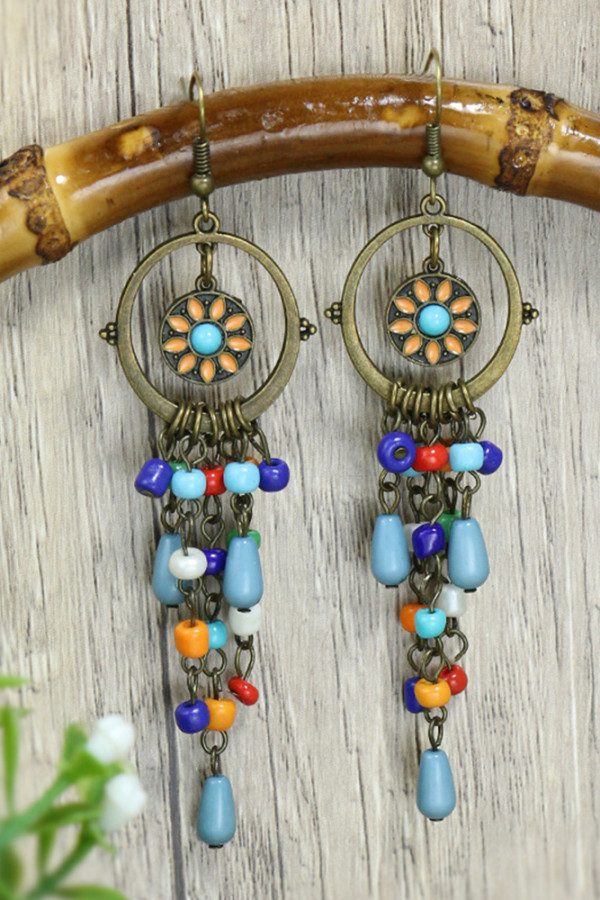 Alloy and Stones Boho Earrings MOQ 5pcs
