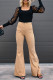 Rib Knitting Plain Slim Flare Pants
