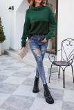 Turtle Neck Color Block Knit Sweaters