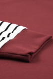 Red Striped Star Print Patchwork Long Sleeve Top