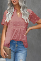 Rose Swiss Dot Short Sleeve Flowy Top