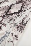 Gray Snake Print Short Sleeve Shirt