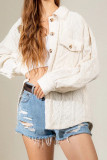Plain Button Up Cable Knit Coat with Pockets
