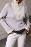 Half Zipper Color Block Pullover Sweaters