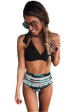 Black Ruffle Bikini Top Printed Panty Swimsuit