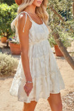 White Tiered Textured Babydoll Dress