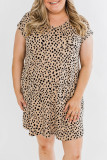 Khaki Wild Spotted Plus Size Mini Dress