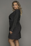 Asymmetric Hemline V Neck Metallic Plus Size Dress