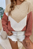 Chervon Color Block Pullover Knit Sweaters