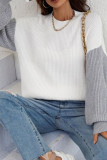 Color Block Plain Loose Pullover Sweaters
