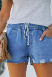 Distressed Ripped Pocketed Denim Shorts Unishe Wholesale