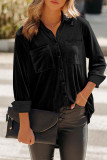 Solid Velvet Single-breasted Front Pocket Shirt Unishe Wholesale