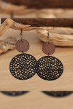 Hollow Out Round Wooden Earrings MOQ 5pcs