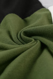 Army Green Colorblock T-shirt with Slits