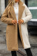 Color Block One Button Long Length Fleece Coat