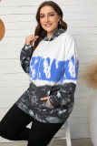Blue Gradient Colorblock Pullover Plus Size Hoodie