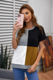 Brown Colorblock T-shirt with Slits