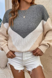 Chervon Color Block Pullover Knit Sweaters