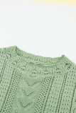 Green Crochet Lace Pointelle Knit Sweater