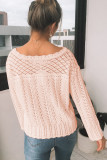 Pink Solid Drop Shoulder Knit Sweater