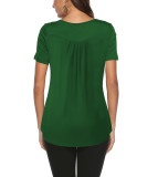 Green V Neck Top with Button