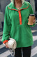 Green Snap Button Side Pockets Fleece Sweatshirts