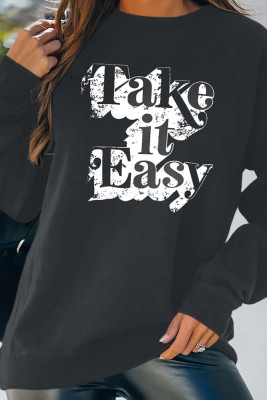 Take It Easy Print Essencial O-neck Long Sleeve Sweatshirts Women UNISHE Wholesale