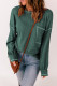 Green Contrast Stitching Trim Waffle Knit Pullover