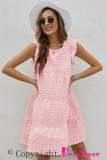 Pink Plaid Ruffled Mini Dress