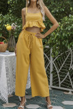 Solid Halter Crop Top & Pants 2PCS Set Unishe Wholesale