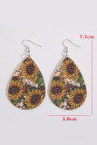 Western Sunflower PU Earrings MOQ 5pcs