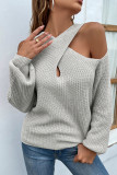 Crisscross Halter Cold Shoulder Lantern Sleeve Sweater