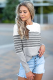 Gray Striped Colorblock Sweater