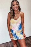 Yellow Colorblock Tie Dye Romper