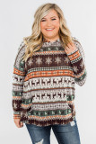 Plus Size Reindeer Print Hoodie