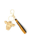 PU Leather Cow Shape Tassels Keychain MOQ 3pcs