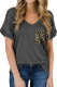 Dark Gray Leopard Pocket Short Sleeve T-shirt