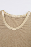 Khaki Round Neck Loose Long Sleeve Top
