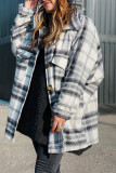 Plaid Lapel Button Shacket With Pockets