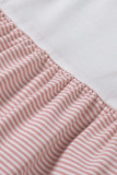 White Little Girl Color Block Striped Floral Sleeveless Dress