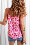 Pink Abstract Print Buttoned Tank Top