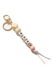 Letter Design With Beading Key Chain MOQ 3pcs