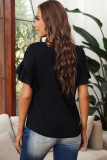 Black Leopard Color Block Short Sleeve Tee